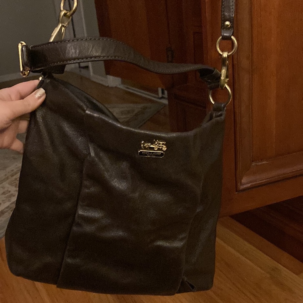 Brown leather coach purse